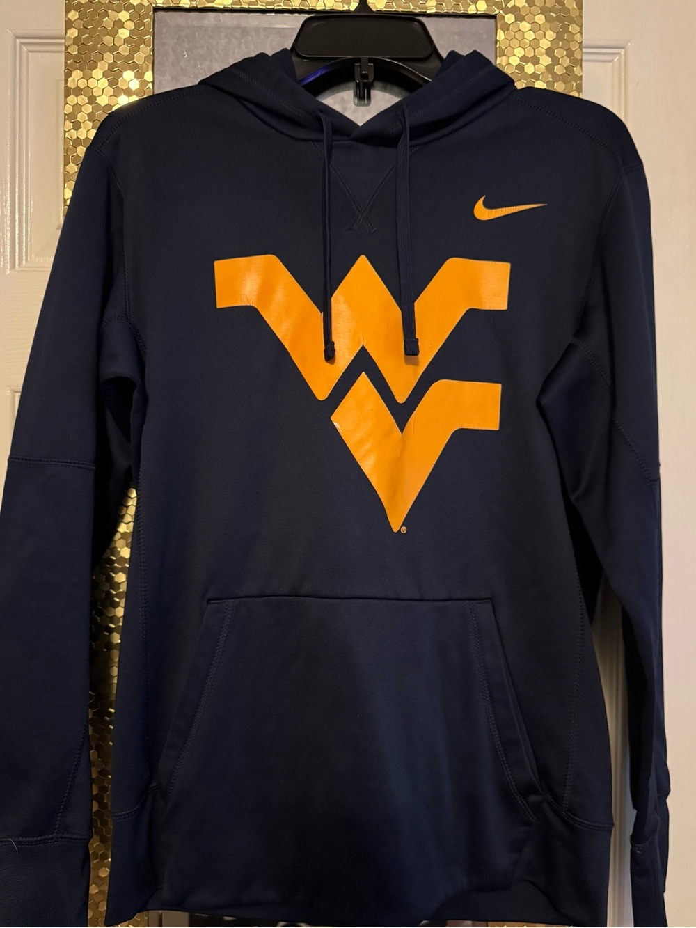 Nike Men’s Navy Crewneck Hoodie with Gold WV Logo